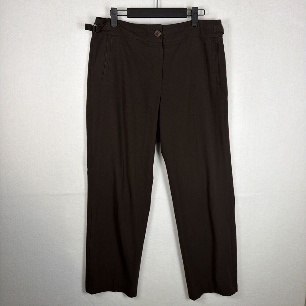 Talbots Womens 10 Brown Heritage Fit Straight Leg Flat Front Work Pants Trousers
